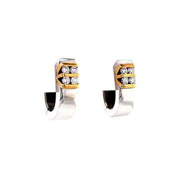 Witgouden klapcreolen met diamant 18 karaat, Sieraden, Tassen en Uiterlijk, Oorbellen, Verzenden, Zo goed als nieuw, Goud