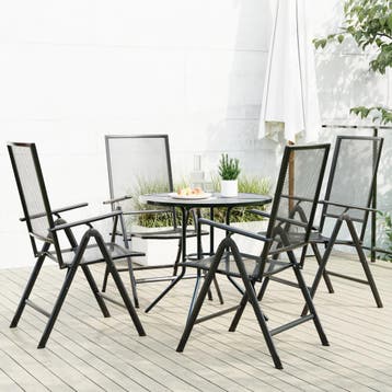 vidaXL 5-delige Tuinset verstelbaar gepoedercoat staal, Tuin en Terras, Tuinsets en Loungesets, 4 zitplaatsen, Verzenden, Nieuw