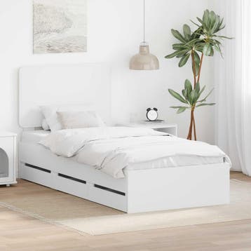 vidaXL Bedframe met lade met opslag Wit 100 x 200 cm, Huis en Inrichting, Verzenden, Nieuw, Wit, Hout