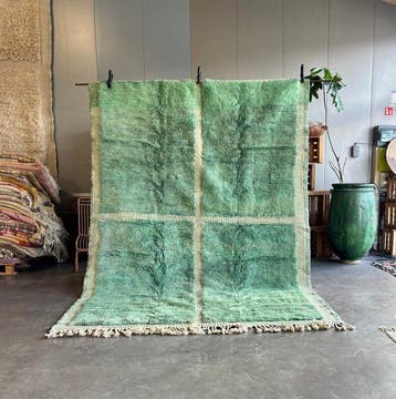Marokkaans Berber Modern Groen Tapijt, authentiek Marokkaans, Nieuw