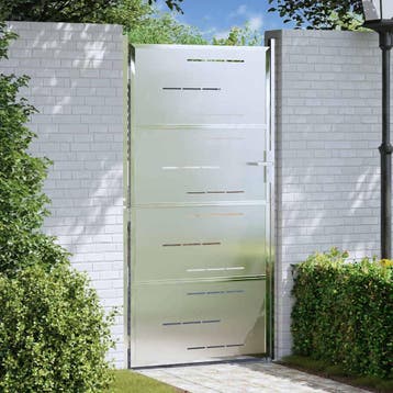 vidaXL Tuinpoort 85 x 174 cm Roestvrij staal zilver, Verzenden, Nieuw
