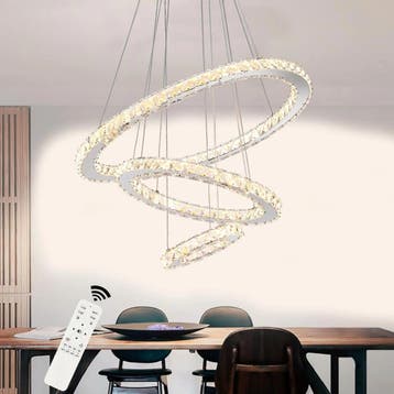 Kristallen LED hanglamp 3 ringen dimbaar 60W, Verzenden, Nieuw