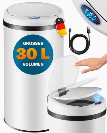 Sensor afvalbak Wit roestvrij staal 30 liter (Huishouden), Verzenden, Nieuw