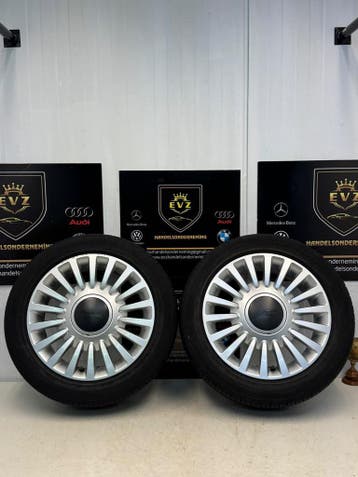 2 stuks 185/55R15 inch Fiat 500 bj.2011 lichtmetalen velgen, Gebruikt, 15 inch, Banden en Velgen, 185 mm