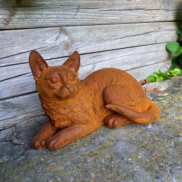 sculptuur, Liggende Kat - 22 cm - Gietijzer