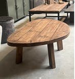 Salontafel oud hout, eiken, kiezel, rond, recht maatwerk, Nieuw, Ophalen of Verzenden, Basic klassiek landelijk hotelsjiek industrieel 