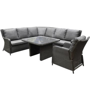 Bilbao premium dining hoek loungeset 5 delig antraciet, Ophalen of Verzenden, Nieuw, Wicker