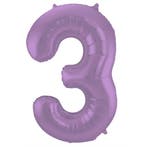 Folie Ballon cijfer 3 Metallic paars 86 cm, Verzenden, Nieuw, Versiering, Verjaardag