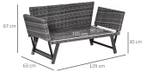 Comfortabele 2-Zits Tuinbank Opklapbare Armleuningen Staalgr, Verzenden, Nieuw