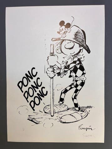 Franquin, André - 1 Offset Print - Gaston - Arlequin - 1986, Nieuw