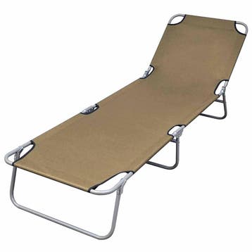 vidaXL Ligbed inklapbaar met verstelbare rugleuning taupe, Verzenden, Nieuw