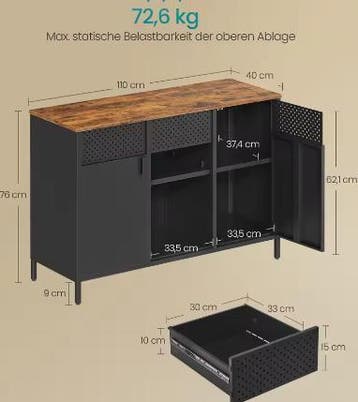 Metalen Opbergkast met Dubbele Deur, Huis en Inrichting, Kasten | Roldeurkasten en Archiefkasten, Verzenden, Nieuw