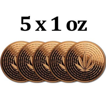 Verenigde Staten. 5 x 1 oz Cannabis Words in Circle 999 Fine
