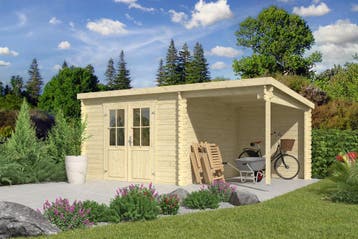 Outdoor Life Blokhut Tampa met Overkapping 550 x 250 cm, Nieuw