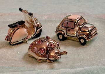 Lully Argenti - Beeldje - Trio whimsical SET - Vespa, Car