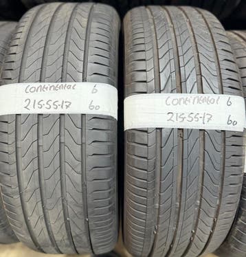 2x 215-55-17 Continental Zomer 2x 6mm €60 Per Band 215 55 17, Ophalen, 17 inch, Band(en), Personenwagen