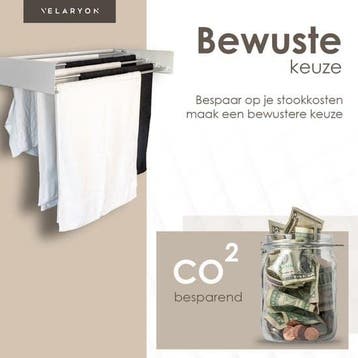 Velaryon Wanddroogrek 100cm - Wit - 5m drooglengte -, Ophalen of Verzenden, Nieuw