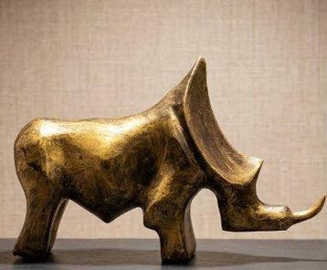 Abdoulaye Derme - sculptuur, Rhinocéros silencieux stylisé, Antiek en Kunst
