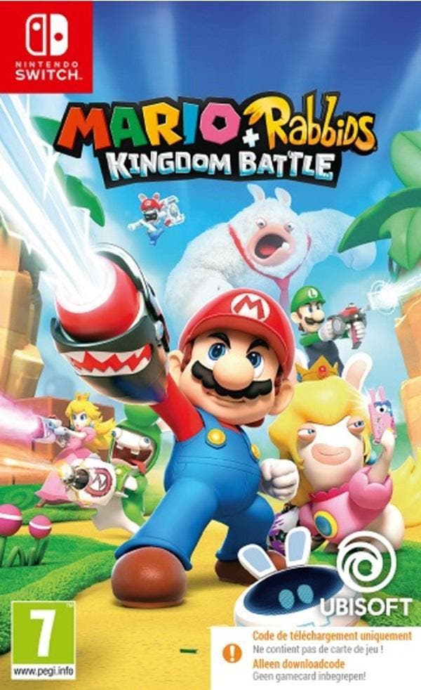 Mario + Rabbids: Kingdom Battle (Downloadcode in box) Switch, Spelcomputers en Games, Games | Nintendo Switch, 2 spelers, Zo goed als nieuw