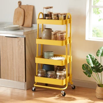 Keukentrolley Pyhäntä met 4 manden 103,5x46x35 cm geel [en.c, Verzenden