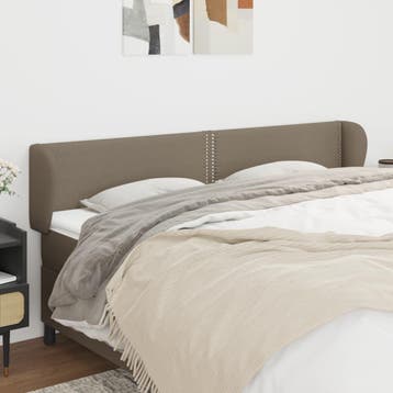 vidaXL Hoofdbord met randen 203x23x78/88 cm stof taupe, Verzenden, Nieuw, Stof