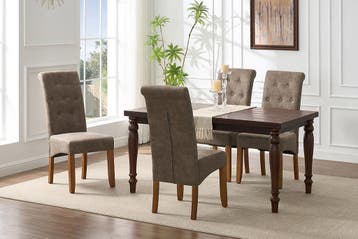 Design Stoel CASA taupe Microvezel met Decoratieve Knoppen, Huis en Inrichting, Ophalen of Verzenden, Nieuw