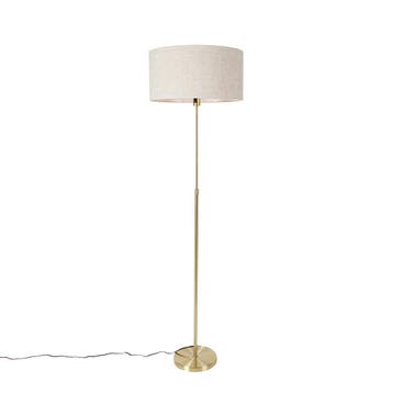 Vloerlamp verstelbaar goud met kap lichtgrijs 50 cm - Parte, Verzenden, Nieuw, Design