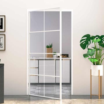 vidaXL Binnendeur 102x201,5 cm gehard glas en aluminium smal, Verzenden, Nieuw