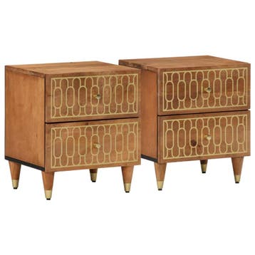 vidaXL Nachtkastjes 2 st 40x33x46 cm massief mangohout, Verzenden, Nieuw, Hout