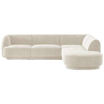 Micadoni Velvet Right Corner Sofa, miley, 6 Seats, Light, 250 tot 300 cm, Gebruikt, Hoekbank, Ophalen of Verzenden