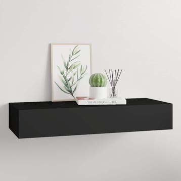 vidaXL Wandschap met lade 60x23,5x10 cm MDF zwart, Verzenden, Nieuw
