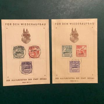 Duitsland - lokale postgebieden 1945 - Dessau : volledige, Gestempeld