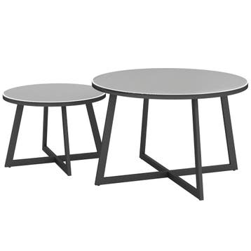 Set Van 2 Stapelbare Bijzettafels Tuin Tafel Rond Weerbesten, Verzenden, Nieuw