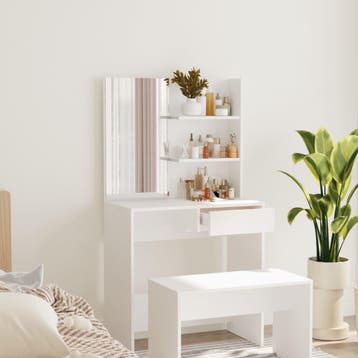 vidaXL Kaptafel met spiegel 74,5x40x141 cm wit, Huis en Inrichting, Tafels | Salontafels, Verzenden, Nieuw, Overige houtsoorten