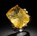 925 zilver zwart gerhodineerd - 24 kt citroenkwarts - topaas