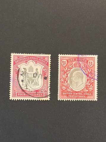 Brits Centraal-Afrika 1897/1901 - Twee zeer mooie hoge, Gestempeld