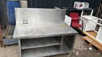 RVS werktafel met regaal 145x80x90/122 bxdxh zeer zware kwal, Ophalen of Verzenden, Gebruikt