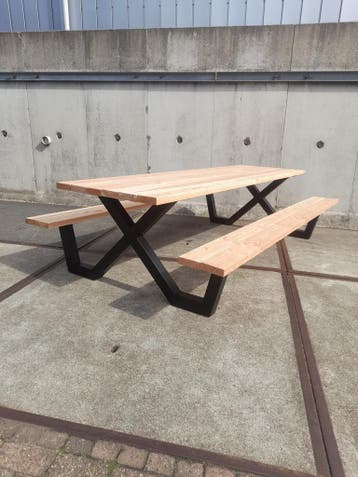 Picknicktafel tuintafel staal douglas Div modellen, Nieuw, Rechthoekig, Staal