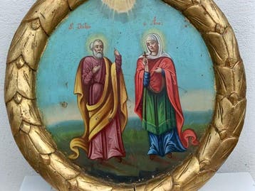 Icoon - Sint Joachim en Sint Anna, de ouders van de Heilige, Antiek en Kunst