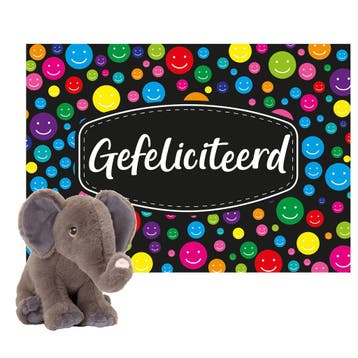 Keel Toys cadeaukaart gefeliciteerd - olifant knuffel - 18, Verzenden, Nieuw