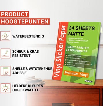 14 Matte Vinyl Stickervellen A4 Printer Paper -, Ophalen of Verzenden, Zo goed als nieuw, AgoDeo