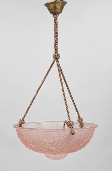 Kroonluchter - SCHNEIDER ART DECO – Zeldzame Hanglamp Rose