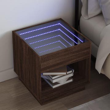 vidaXL Nachtkastje met Infinity LED 50x50x50 cm bruin, Verzenden, Nieuw, 45 tot 65 cm, Minder dan 55 cm