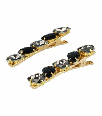 Haarspeld Duckklem 6cm – Facetstenen – Goud Zilver Zwart –, Nieuw