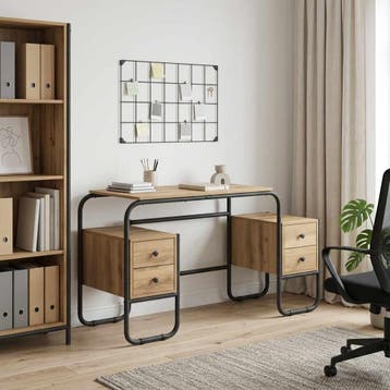 vidaXL Bureau met opbergruimte Artisanaal eiken 145 x 50 x, Verzenden, Nieuw
