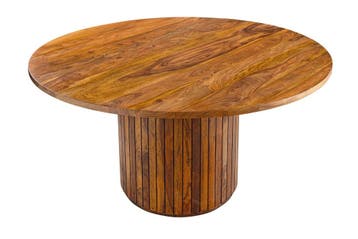Eettafel TRES CHIC Ø 120 cm rond, sheeshamhout, bruine, Huis en Inrichting, Tafels | Eettafels, Ophalen of Verzenden, Nieuw