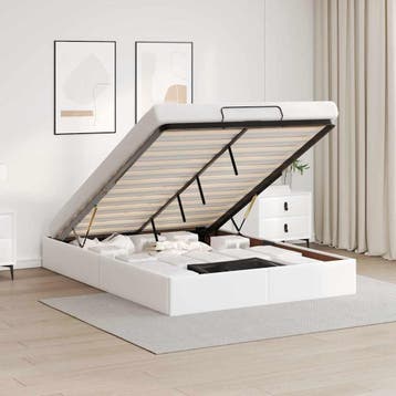 vidaXL Bedframe zonder matras 140x190 cm kunstleer wit, Overige materialen, Verzenden, Wit, Nieuw