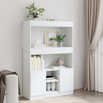 vidaXL Hoge kast 92x33x140 cm bewerkt hout wit, Huis en Inrichting, Kasten | Boekenkasten, Verzenden, Nieuw, Overige houtsoorten