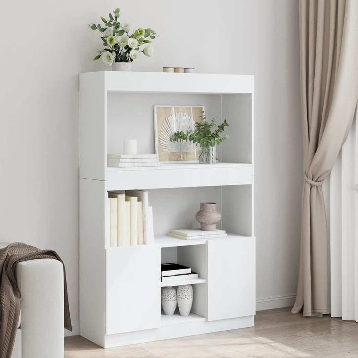vidaXL Hoge kast 92x33x140 cm bewerkt hout wit, Huis en Inrichting, Kasten | Boekenkasten, Nieuw, Overige houtsoorten, Verzenden