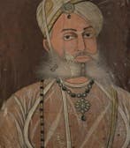 Groot portret van een Sikh-dignitarie uit Punjab 59 cm x 47, Antiek en Kunst, Kunst | Niet-Westerse kunst